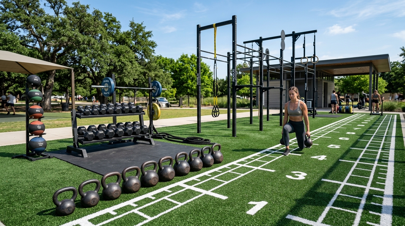Zona de entrenamiento deportivo con césped artificial técnico en Tenerife